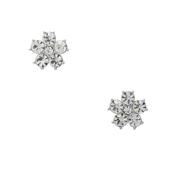 NWT! Kate Spade Flower Studs in Clear / Silver - Picture 1 of 5